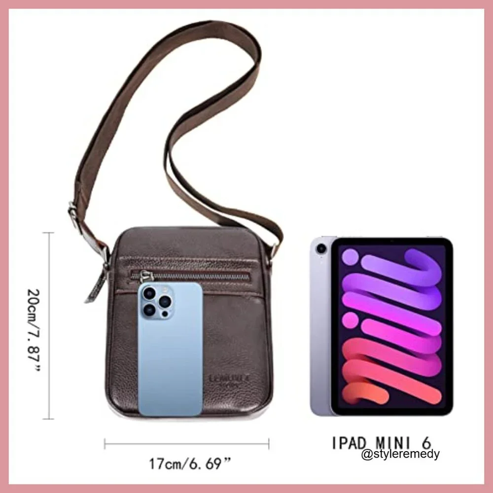 PU Leather Crossbody Messenger Bag with Adjustable Strap
